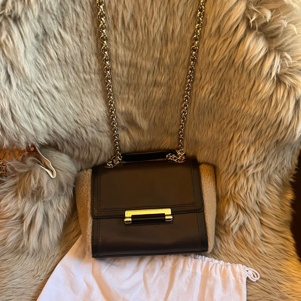Shearling & Leather Diane Von Furstenberg Small Shoulder Bag Luxury Ranchwear - Picture 8 of 10